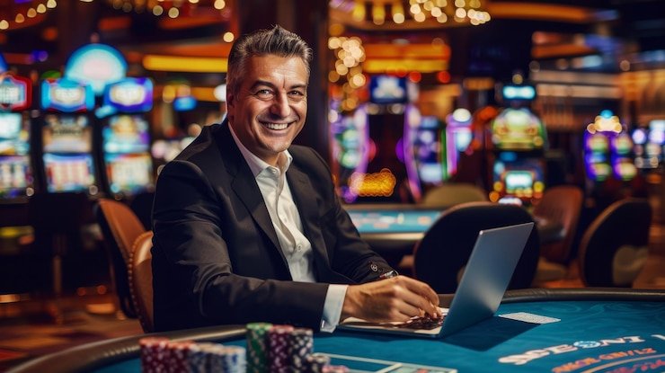 Tampilan meja baccarat langsung dengan dealer profesional